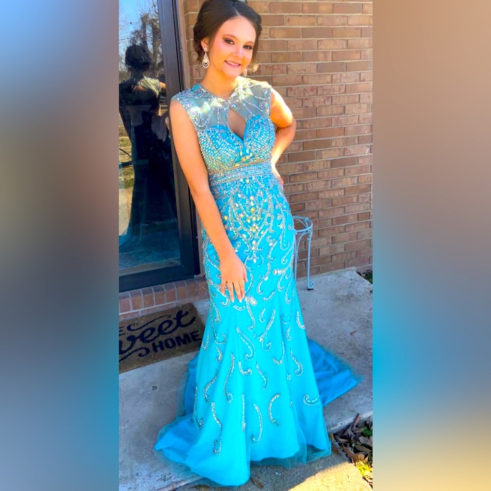 Rachel Allan Prima Donna Aqua Prom/Pageant Dress. Size 2